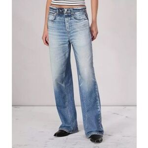 RAG & BONE Miramar Cotton Terry Wide Leg Pants in Noosa Wash - L